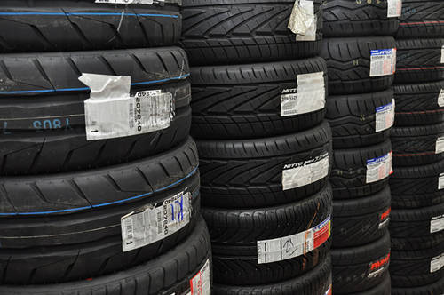 Stacks of rubber tires